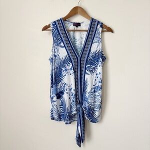 Hale Bob Tropical Print Tie Front Tank Top Small Resortwear Summer